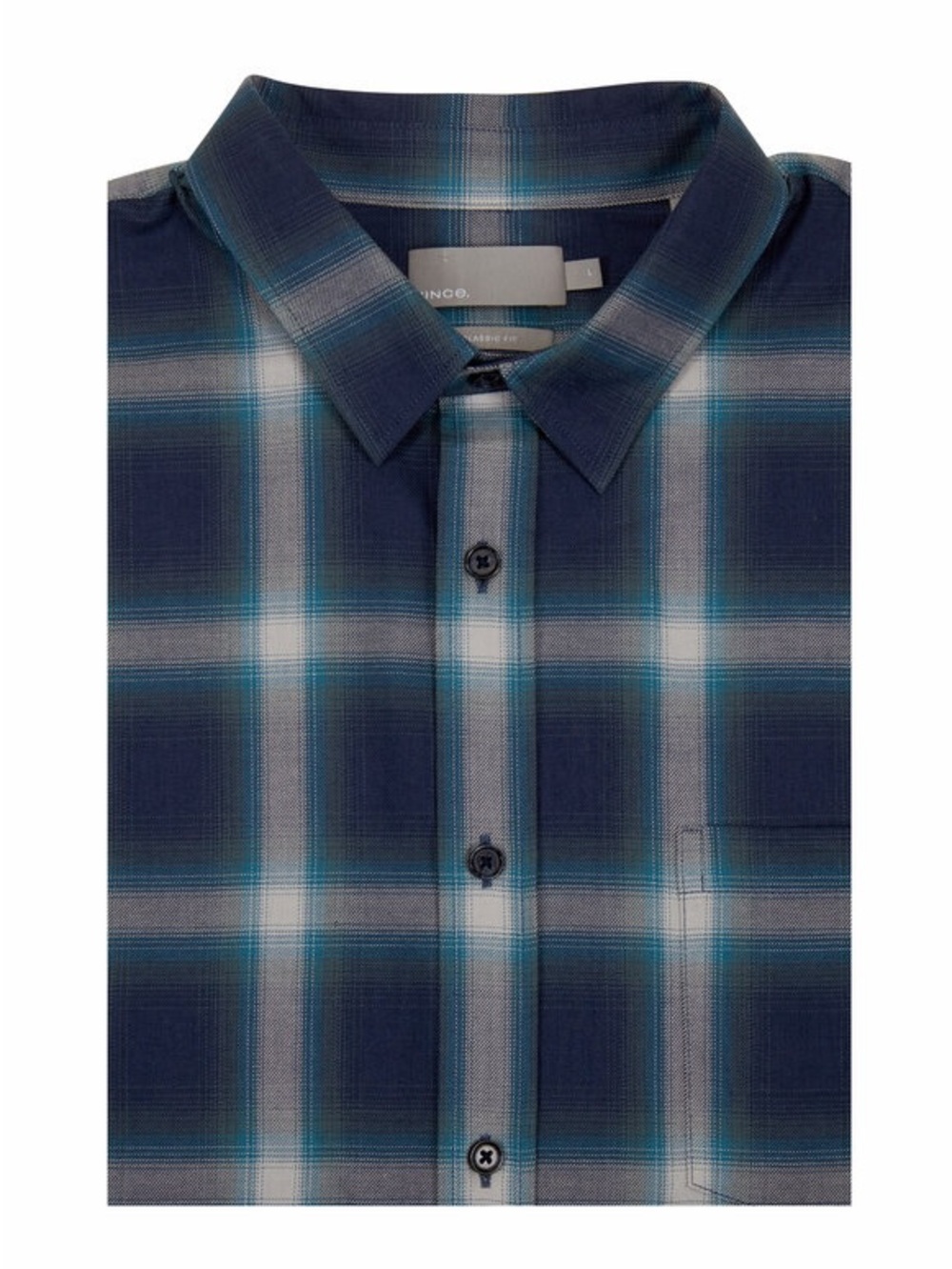 VINCE Aloe Ombre Shadow Plaid Sport LS Shirt Button Down Blue Teal Fall Medium